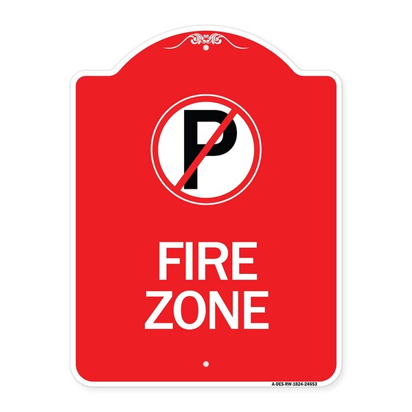Signmission Designer Series Sign-No Parking, Red & White Aluminum Architectural Sign, 18" x 24", RW-1824-24653 A-DES-RW-1824-24653 - main